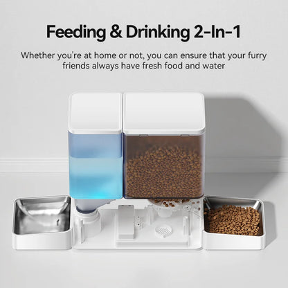 ROJECO Automatic Pet Feeder Water Fountain 8.5L Button Version Dog Food Dispenser Water Refill 2 in 1 Drinking Feeding Supplies